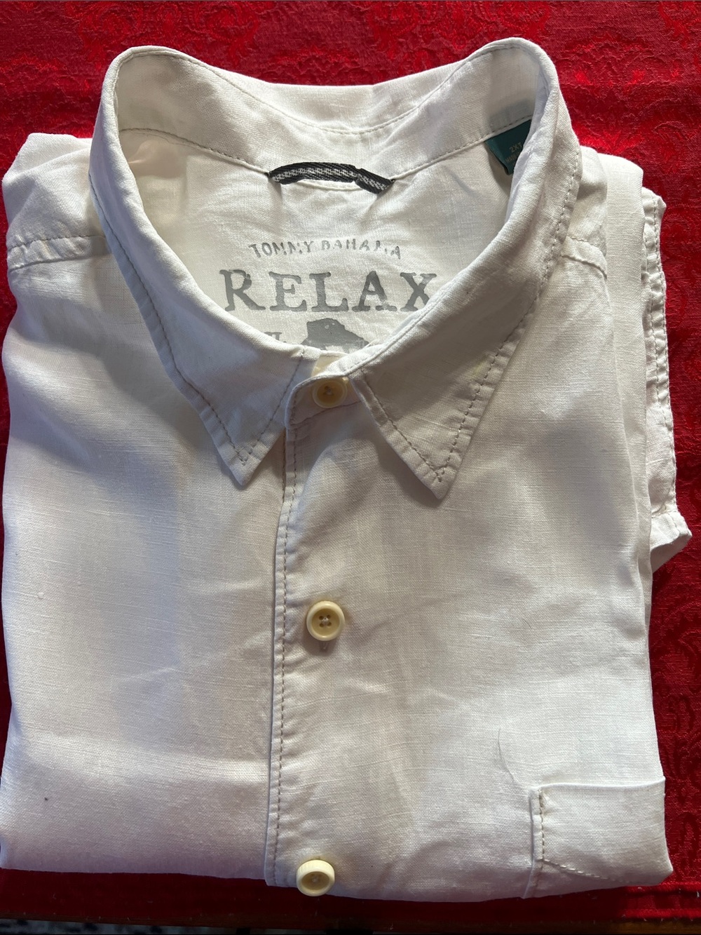 Tommy Bahama Relax Men’s 2XT White 100% Linen Long Sleeve Button-Down Shirt